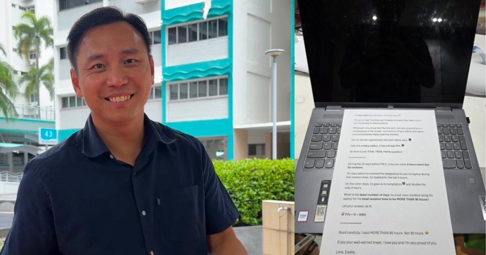 MothershipSG's tweet photo. Goh Pei Ming's son finishes PSLE, but has to solve 'final Math question' to unlock laptop https://t.co/0zryid1wJt https://t.co/grGxF8uNMw