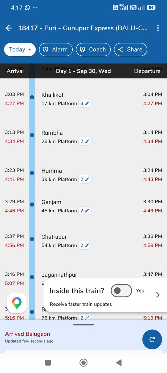 SUBHASMITA7777's tweet photo. This train is delaying unnecessarily @RailMinIndia , @railseva https://t.co/BfAPns3fjA