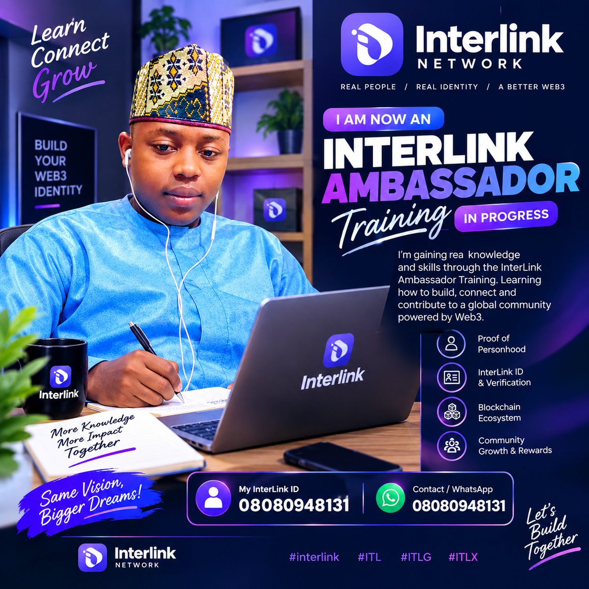 Shamwilu7a's tweet photo. 📚 Learning. Growing. Building.

My InterLink Ambassador training is giving me the opportunity to deepen my knowledge of digital identity, Proof of Personhood, blockchain, and the InterLink ecosystem.

One step at a time. 🚀💜

#interlink #ITL #ITLG #ITLX https://t.co/ClwkquD6QP