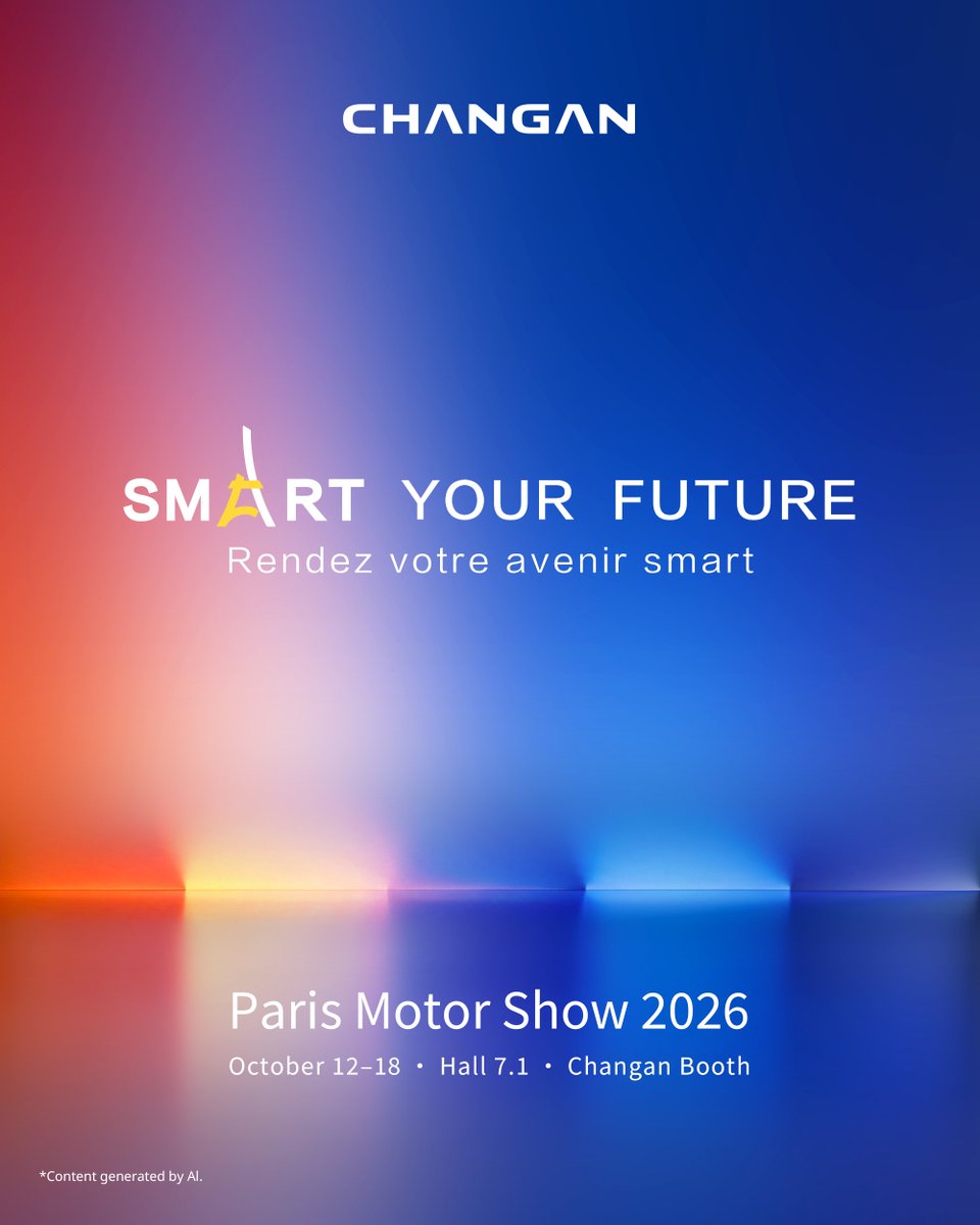 globalchangan's tweet photo. See you in Paris. 🇫🇷
#CHANGAN
#SmartYourFuture
#ParisMotorShow2026
#mondialdelauto2026
#VastOceanPlan
#FirmlyRootedGrowingTogether https://t.co/xzWOz8MQqJ