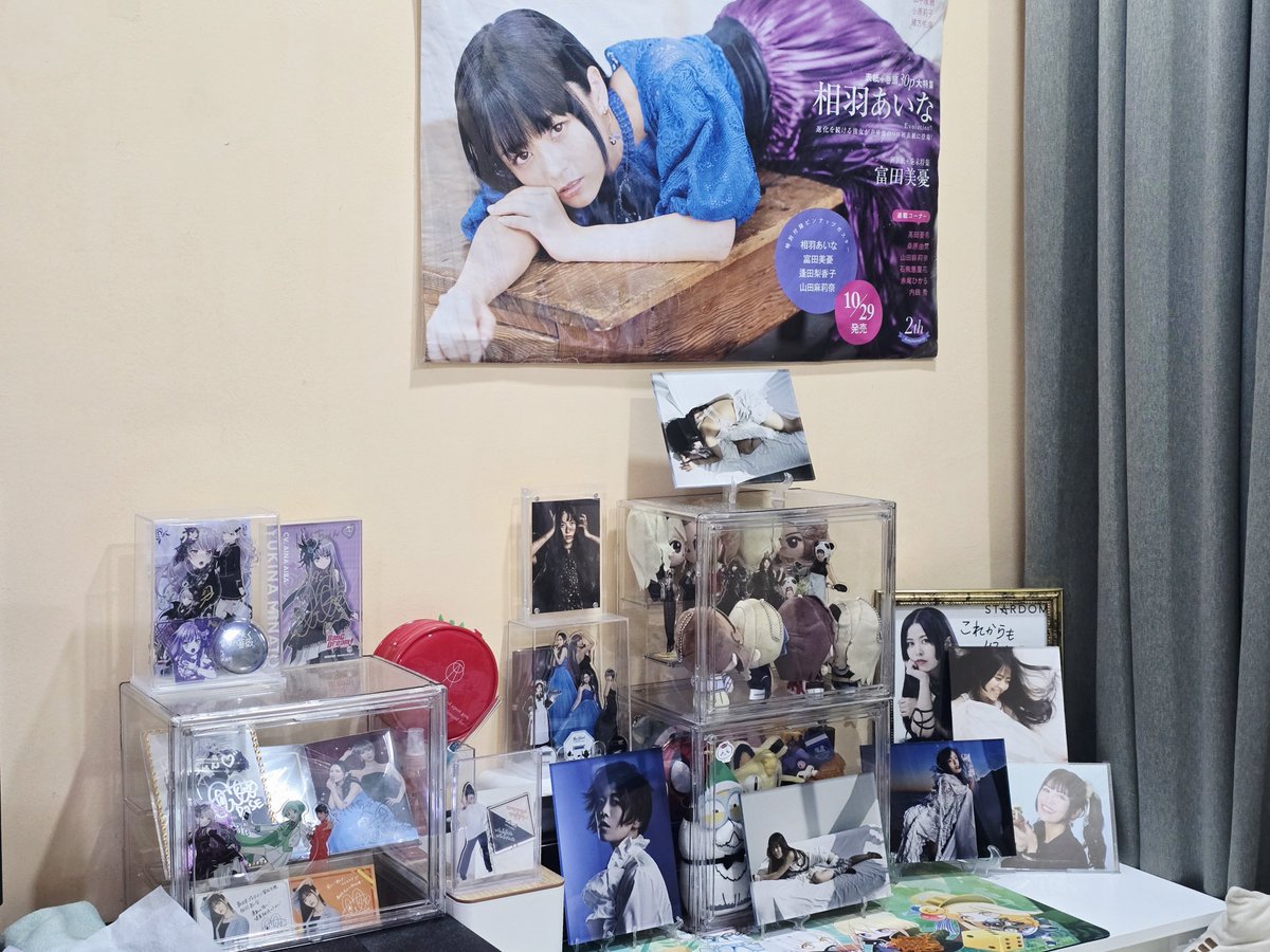 White_Ais's tweet photo. #相羽Stars
飾りました！
自分の部屋には元々あいあいのグッズをたくさん飾ってあったので、一緒に並べてみました☺️
あと、この寝起きっぽいあいあいをベッド脇のラックに飾りました🤍✨ https://t.co/3ma8XN1vxy