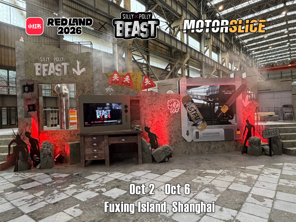 TopHatStudiosEN's tweet photo. Very excited to be collaborating with RedNote (Xiaohongshu) to bring MOTORSLICE and SILLY POLLY BEAST into the real world at REDLAND! Here's some previews of it coming together.

REDLAND runs Oct 2 - 6 in Shanghai! Many thanks to the team for hosting us in a AAA booth! https://t.co/vxNz20fT7F