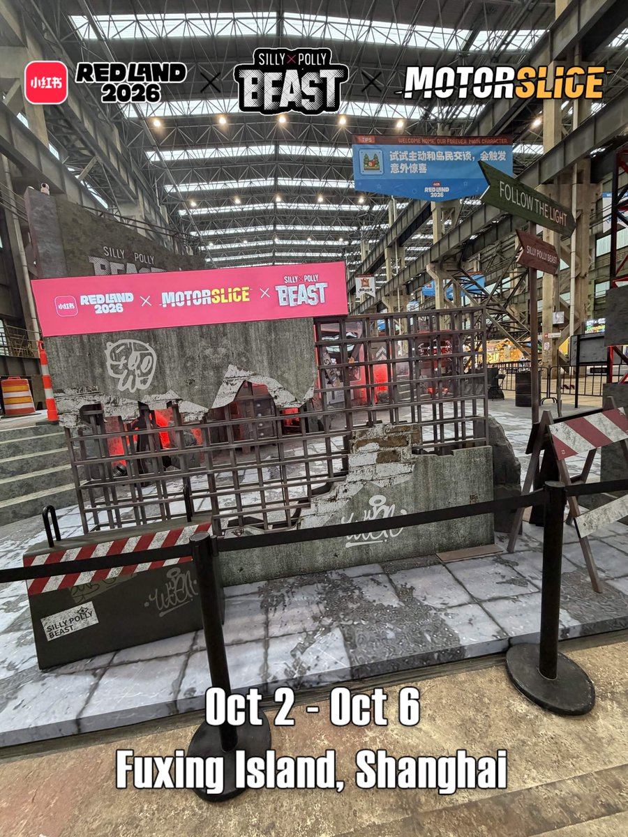 TopHatStudiosEN's tweet photo. Very excited to be collaborating with RedNote (Xiaohongshu) to bring MOTORSLICE and SILLY POLLY BEAST into the real world at REDLAND! Here's some previews of it coming together.

REDLAND runs Oct 2 - 6 in Shanghai! Many thanks to the team for hosting us in a AAA booth! https://t.co/vxNz20fT7F