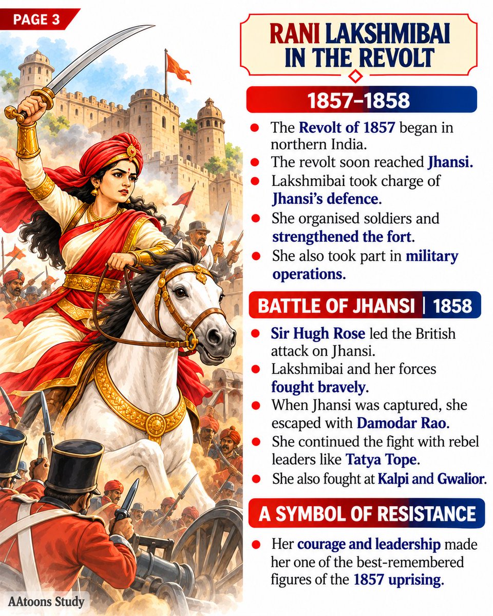 AAtoonsStudy's tweet photo. Rani Lakshmibai Biography | The Story of the Queen of Jhansi I https://t.co/qRdbdsdssS 

#RaniLakshmibai #IndianHistory #RevoltOf1857 #AAtoonsStudy https://t.co/xXGmegVg1P
