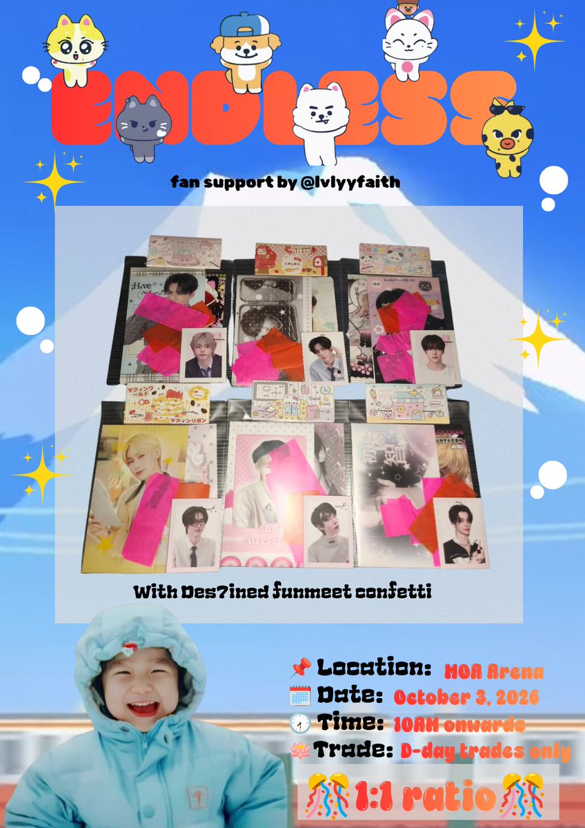lvlyyfaith's tweet photo. 🍩ENDLESS funmeet freebies by @lvlyyfaith🍩

🍥Mbf, like, and retweet

📌Location: MOA Arena or tba 
🗓️Date: October 3, 2026 
🕢Time: 10AM onwards
🪷Trades: On the spot trades only
🎊 Strictly 1:1 🎊 

🎀Limited quantity🎀

#DunkinPH_ENDLESS #DunkinPH #Enhypen #Endlessfreebies https://t.co/1eGKdkgjIG