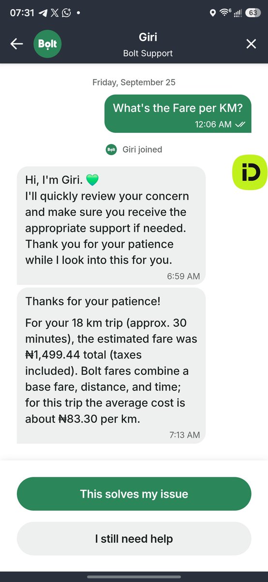 lordnifise's tweet photo. @boltapp @RichardEduoh And how will you justify 83.3 Naira per Kilometer?

Not upto 1500 naira for a whole 30 minutes ride.

That's far worst than other. https://t.co/lC3XTSTf39