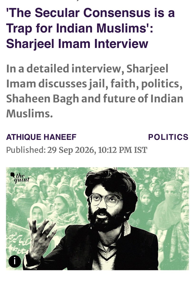 Revivalvibzz's tweet photo. Sharjeel Imam knows very well the dangers of Secular framework &amp; asks muslims to be aware of Secular Trap, thats why no Muslim Political leader or Religious leadership backs &amp; supports Sharjeel Imam for exposing idol of Secularism. https://t.co/6tMpFd0irf