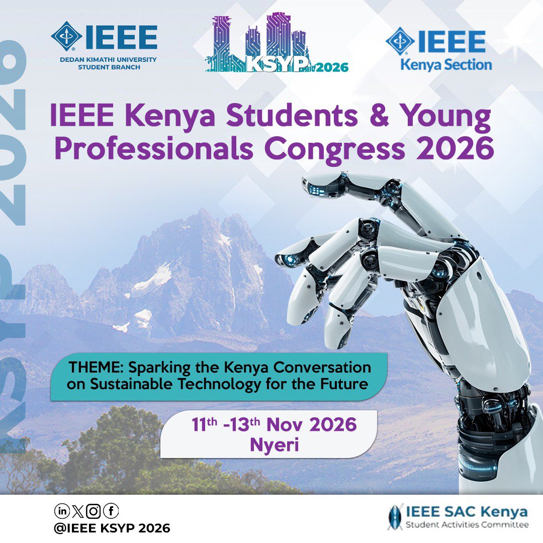 ksyp2024's tweet photo. Here's why you'll want to be in the room:
โ
Learn from people already doing great things in tech
โ
Build connections that could shape your career.
๐Register : https://t.co/QwkyotvJsQ
#KSYP2026
#IEEEKenya
#SustainableTech
#YoungProfessionals
#IEEESACKENYA https://t.co/HNsx9mhrS5