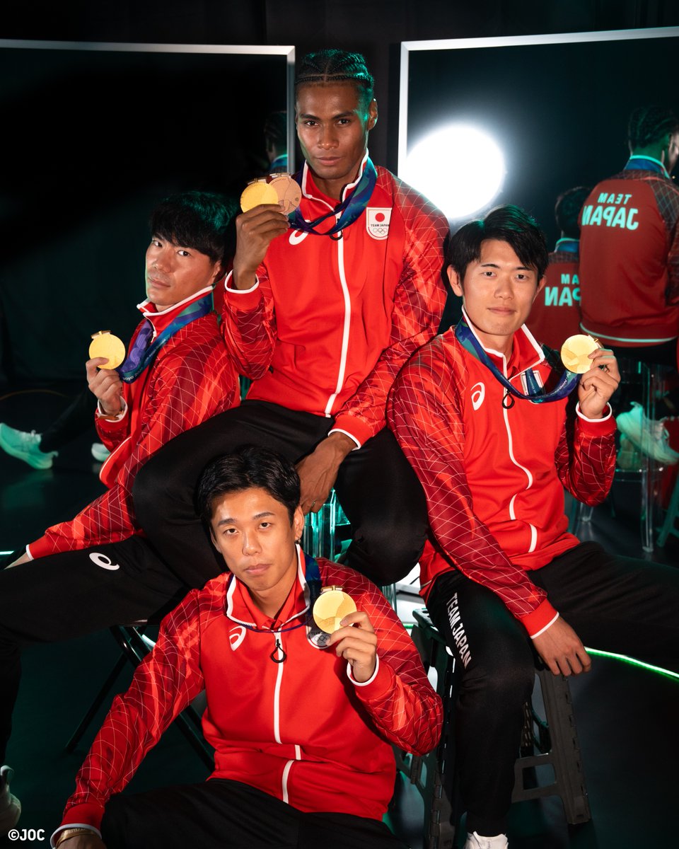 TeamJapan's tweet photo. Portrait📷

#愛知名古屋2026 🇯🇵
陸上競技／男子4×400mリレー
佐藤風雅 選手
林申雅 選手
今泉堅貴 選手
中島佑気ジョセフ 選手

@jaaf_official 
@fuga_sato 
@knkizm99 
@AlcocksArabian
#TEAMJAPAN #ともに一歩踏み出す勇気を