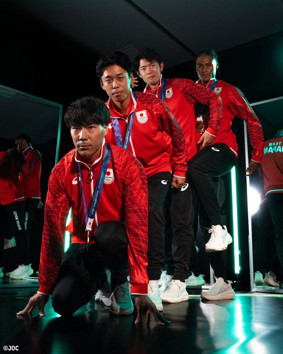 TeamJapan's tweet photo. Portrait📷

#愛知名古屋2026 🇯🇵
陸上競技／男子4×400mリレー
佐藤風雅 選手
林申雅 選手
今泉堅貴 選手
中島佑気ジョセフ 選手

@jaaf_official 
@fuga_sato 
@knkizm99 
@AlcocksArabian
#TEAMJAPAN #ともに一歩踏み出す勇気を