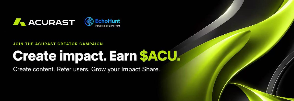 EchoHunt_ai's tweet photo. 📢 Announcing the Acurast × EchoHunt Creator Campaign

Billions of phones sit idle every night. @Acurast turns them into a decentralized compute network.
Now we're rewarding the creators who tell that story.

🏆 200,000 $ACU (~$24K USDT) for the top 150 creators
🗓 Sep 30 to Oct 25, 2026 (UTC+8)
🎯 Creators ranked in the Global Influence Top 200K or holding a Verified Creator Badge.
📝 Up to 2 posts count each week

What's new this season
🔑 Referrals count. 40% of your Impact Share comes from valid referrals through your Acurast code
🔥 Sync your post to Binance Square in the same week for an extra boost

Registration is open 👇