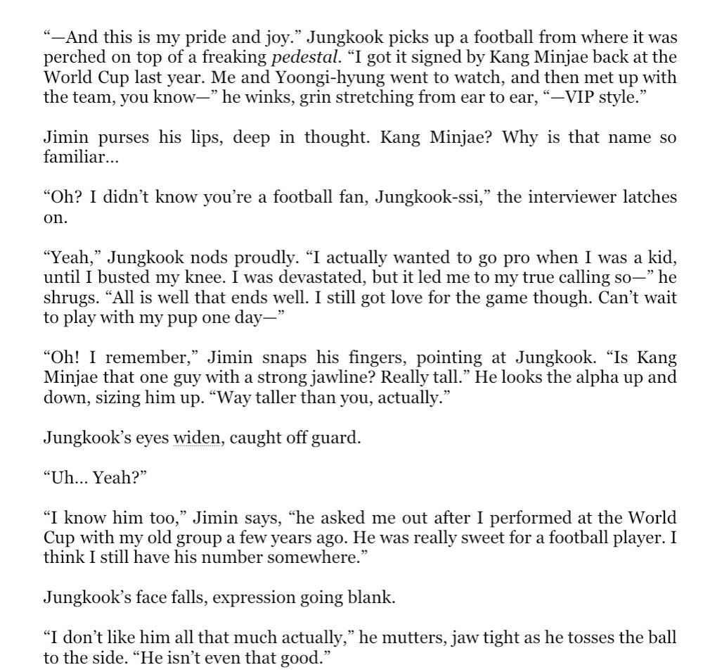 veraba_writes's tweet photo. you ask, I deliver: first crumbs of jealous rapper jk from ch5 (it’s going to get worse. much worse) 

(bad for my heart (good for business) snippet) https://t.co/kOCGyIHWhZ