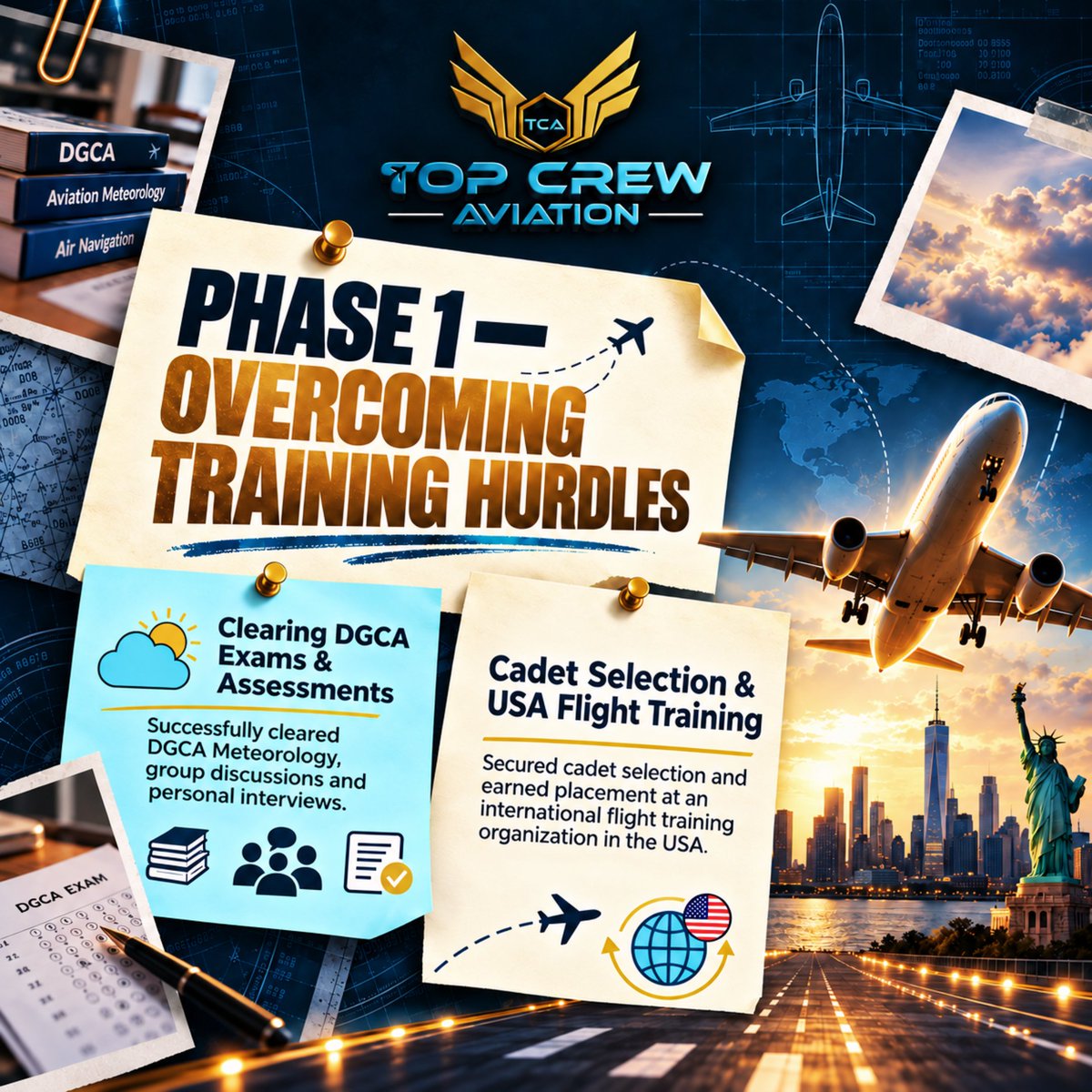 topcrewaviation's tweet photo. Pathway to the Cockpit ✈️ | Top Crew Aviation

A successful cadet journey is built through the right preparation, mentorship, and persistence. ✈️

🎯 DGCA Exam Preparation
🧠 Interview &amp; GD Readiness
👨‍✈️ Personalized Mentorship
🌍 Cadet Selection &amp; USA Flight Training https://t.co/oWwPGBQz8u