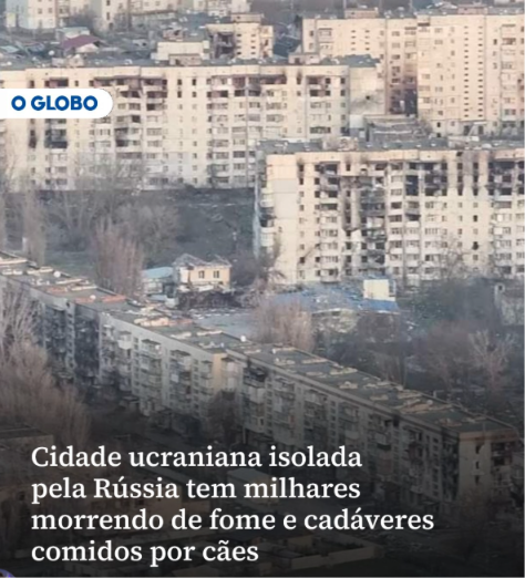 victoranicio's tweet photo. Se fosse Israel fazendo isso em Gaza, o mundo estaria gritando. Lula estaria gritando. Mas são ucranianos sob ocupação russa, e o silêncio é ensurdecedor.

Em Oleshky, milhares estão sem comida, remédios, água e luz. Há relatos de pessoas morrendo de fome e cadáveres sendo comidos por cães.

A última entrega de alimentos teria ocorrido em maio. Moradores vasculham porões destruídos atrás de comida, enquanto tropas russas, minas, drones e artilharia tornam a saída da cidade extremamente perigosa.