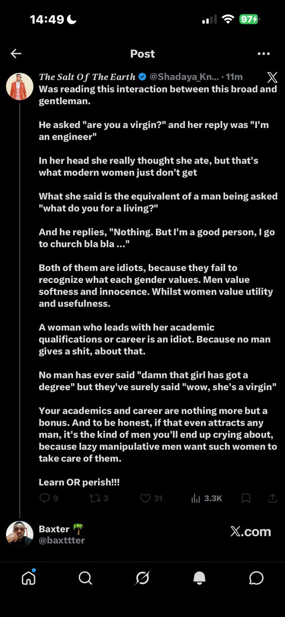 Patrol_Pyro's tweet photo. Everytime I see your posts I think wow… an abortion could have saved us from this.

You think I’m an idiot for being educated because you were raised by an idiot that wasn’t. She probably taught you that a woman s greatest accomplishment is that vein between her legs she gave to your bum father.
Where is he now? Who is he? ASI Havana kupihwa utility and usefulness yakapihwa vamwe varume? Ko iwe yako yakaendepi? You look pretty useless to me. I mean ukutochengetwawo nevamwe varume. 

And what that hymen get her? You? You’re what 40? Talking about gender roles. What manly thing have you done? Talk shit about women on the internet? Wow big boss ka alpha kari so manly tuma minions twako tusina chinhuwo toisa 0.30c bundle and praise you for making them feel better about being undesirable.

I’m over a decade younger than you and if I was a man Mari yekuroora ndaibata with these last few months of work we have. Does that make you upset? To the point where you have to tell yourself that education isn’t important to women😂 Are you upset that there are girls who can do that while you’re on the internet crying tears of joy when a stranger gives you $20. 

Do you not get tired of being text book cliche of illiteracy? How do you grow up to be the bum of the earth. 

And tiri soft isu… my favorite color is Pink🙂‍↔️