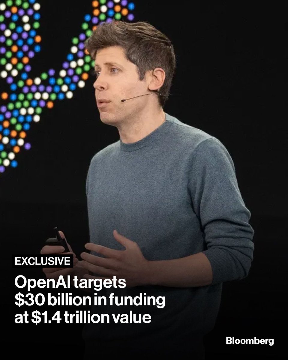 business's tweet photo. OpenAI aims to raise at least $30 billion from investors in a new round of funding, according to people familiar with the matter, after the artificial intelligence startup pushed back its plans for an initial public offering. (Post corrects earlier caption and photo credit)

📷: Minh Connors/Bloomberg https://t.co/MYnXs0H1k9