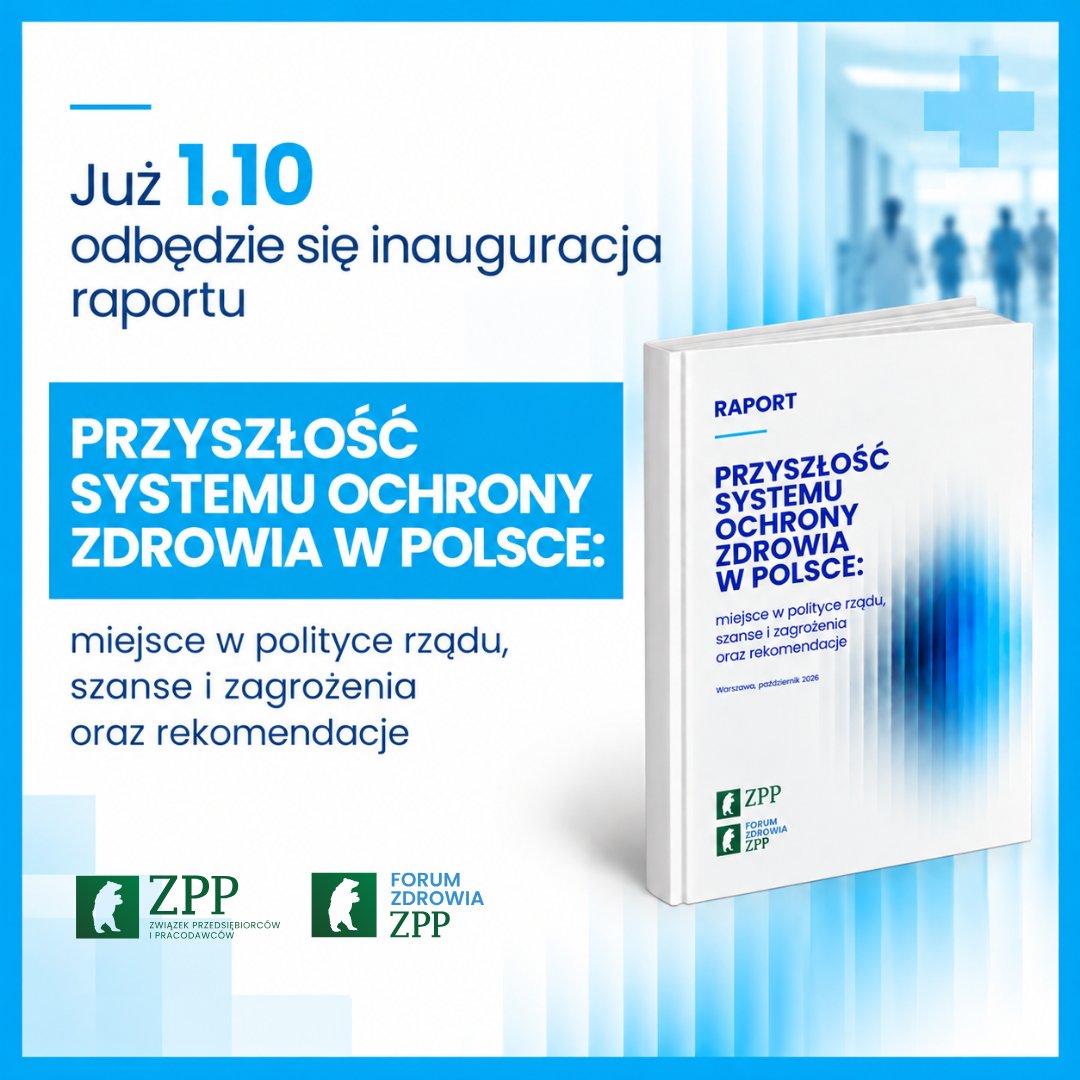 ZPPnetpl's tweet photo. Symbolicznie w Międzynarodowym Dniu Pracownika Ochrony Zdrowia zaprezentujemy najnowszy raport ZPP:
„Przyszłość ochrony zdrowia w Polsce: miejsce w polityce rządu, szanse i zagrożenia oraz rekomendacje”.

O głównych wnioskach z raportu opowiedzą:

🔹 Aleksandra Sienkiewicz (Dyrektor Forum Zdrowia ZPP)
🔹 Aleksandra Kurowska (Redaktor naczelna @CowZdrowiu.pl)

Premiera już jutro o 11:00! ⏳