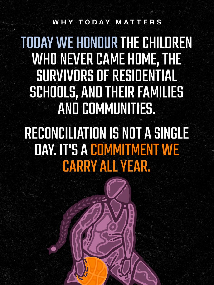 TempoBasketball's tweet photo. September 30th is National Day for Truth and Reconciliation, where we honour residential school survivors and their families, and remember the children who never returned home.

The Toronto Tempo acknowledge that we play and gather at our home arena on the traditional territory of the Mississaugas of the Credit First Nation, the Anishinaabeg, the Chippewa, the Wendat, and the Haudenosaunee peoples.

Reconciliation begins with listening, reflecting and committing to do better, and we all have a responsibility.