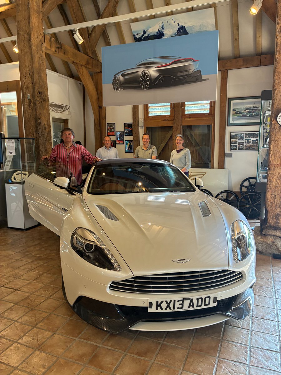 AMHTOfficial's tweet photo. A new arrival has landed at the museum! 

The stunning Vanquish Volante in Morning Frost is now on display as part of our celebration of 25 Years of Vanquish.
The Vanquish Volante will be with us until the end of the year alongside our Generation One and Generation Two Vanquish cutaways.
Come and see these remarkable cars for yourself!
Open Wednesday, Thursday & Friday, plus the 1st and 3rd Saturdays each month.
Book via our website.

#AMHT #AstonMartinHeritage #Vanquish #VanquishVolante  #WhereTheAstonMartinStoryLives #ClassicCars #CarMuseum #25YearsOfVanquish #MorningFrost #AstonMartinHeritageTrust