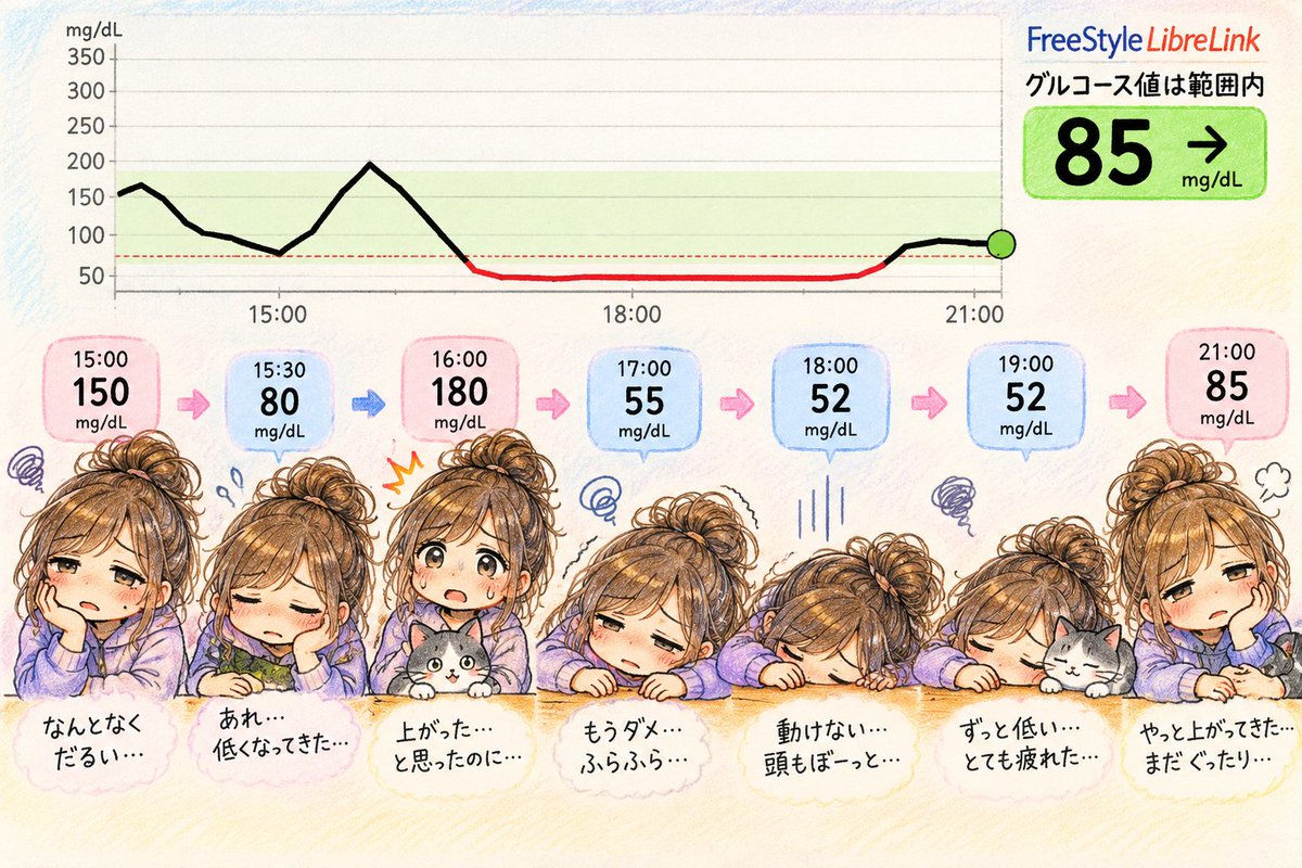 yu3_kaworu's tweet photo. 表情の指定、細かい指示はなくて「めっちゃ疲れた〜」で
こんな画像が出来ました。
#ChatGPT #FreeStyleLIBRE #IDDM 
「死にそうな」という指示だと、コンプラ的に画像生成できないんだって。 https://t.co/V6lngYFAc8