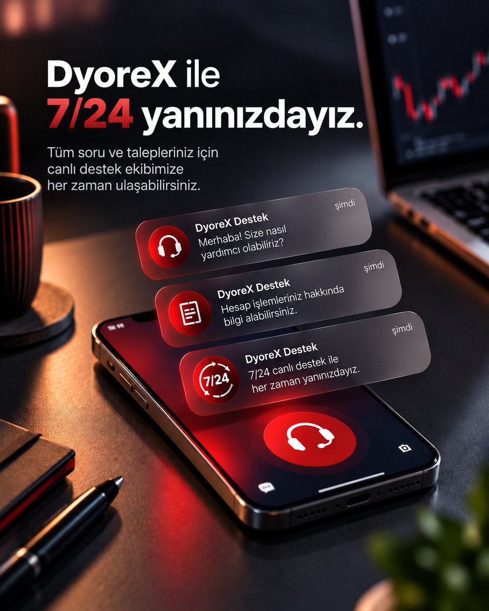 DyoreXcom's tweet photo. 7/24 piyasa. 7/24 destek.

Kripto dünyasında ihtiyaç duyduğunuz anda DyoreX Canlı Destek yanınızda. https://t.co/Yemcq6AJ4x