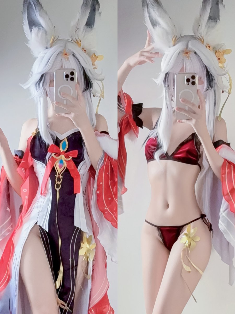 鳴潮 フィービー風コスプレ 衣装と下着姿の比較