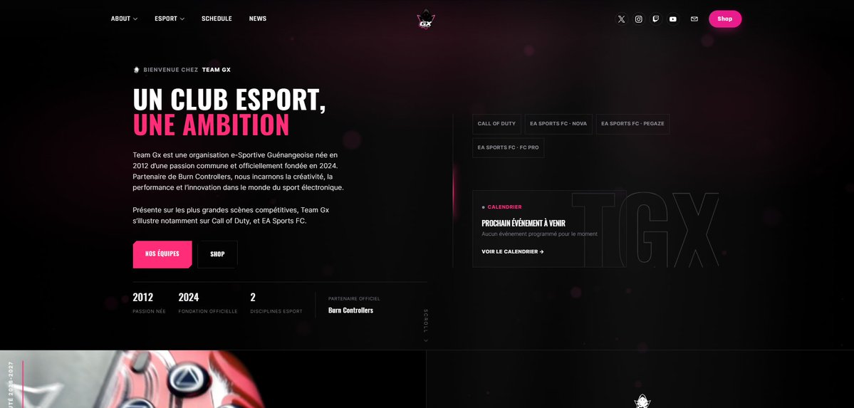 TeamGx_GG's tweet photo. TEAM GX ENTRE DANS UNE NOUVELLE ÈRE. 🖥️

La V2 de notre site officiel est désormais en ligne.

Une nouvelle expérience, entièrement repensée autour de l'identité de Team Gx.

Découvrez-le dès maintenant : https://t.co/v7faMIPoad 

Merci à @iNxus2z pour le travail 🤝

#TGXWIN https://t.co/tNOiaMI43e
