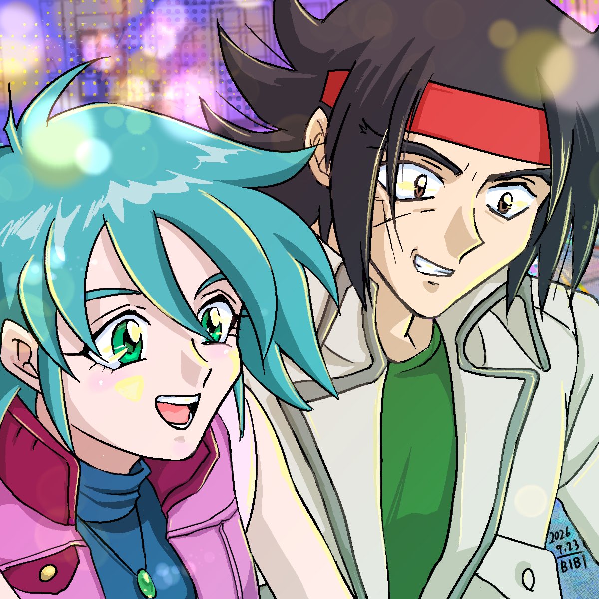 BIBI_gandcos's tweet photo. 7月のドモンとアレンビーの誕生日に描こうとして間に合わなくて、その後「アレンビーの初恋」を聴いたらいじらしくてたまらなくなって街中輝いた絵になった（ゲーセンで普通のゲームとかやってるのかな） https://t.co/h1ZmFuhP8e