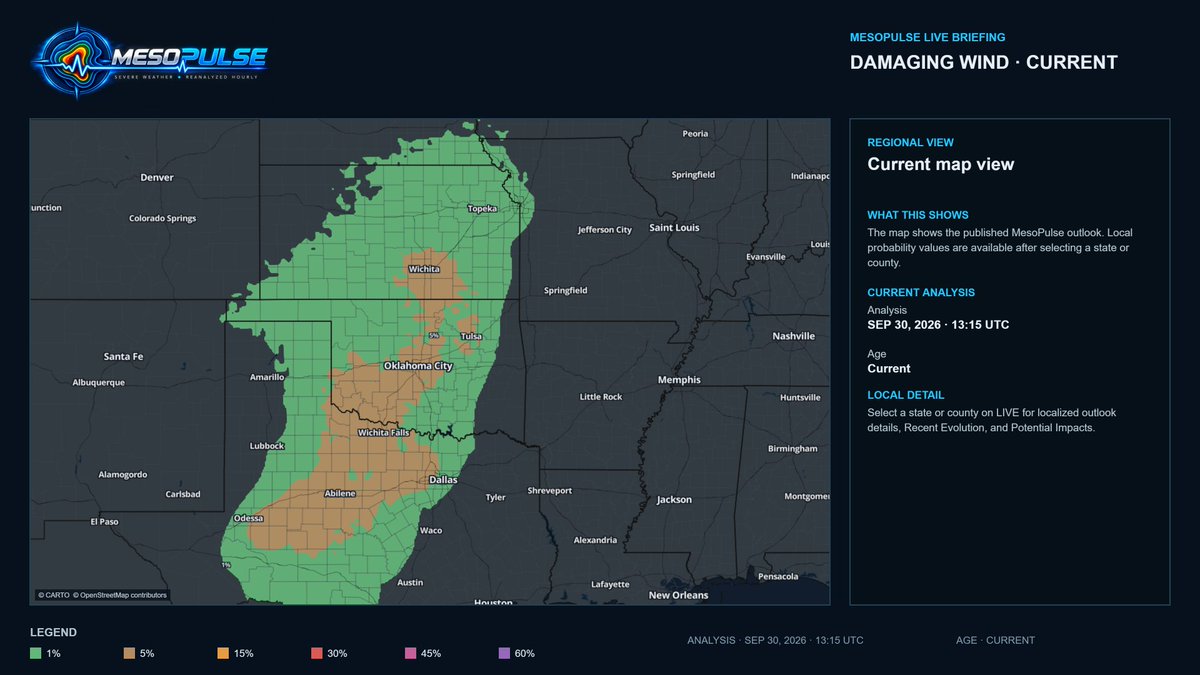 MesoPulse's tweet photo. ⚠️ TORNADO CORRIDOR SHIFTS NORTHEAST

A 5% focus sits over north central Kansas within a broader 1 to 3% corridor. Later today, risk shifts toward SE Nebraska, SW Iowa and NW Missouri.

A few tornadoes and damaging winds are possible.

Reanalyzed hourly: https://t.co/USN4yAezMs #KSwx #NEwx