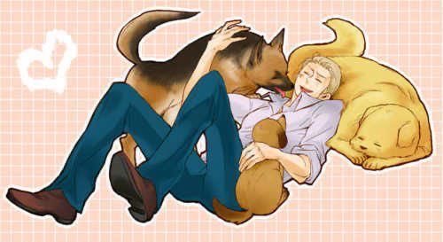 ukedoitsu's tweet photo. I like it when people draw Ludwig with his dogs awww awww https://t.co/YcLzndDlsM