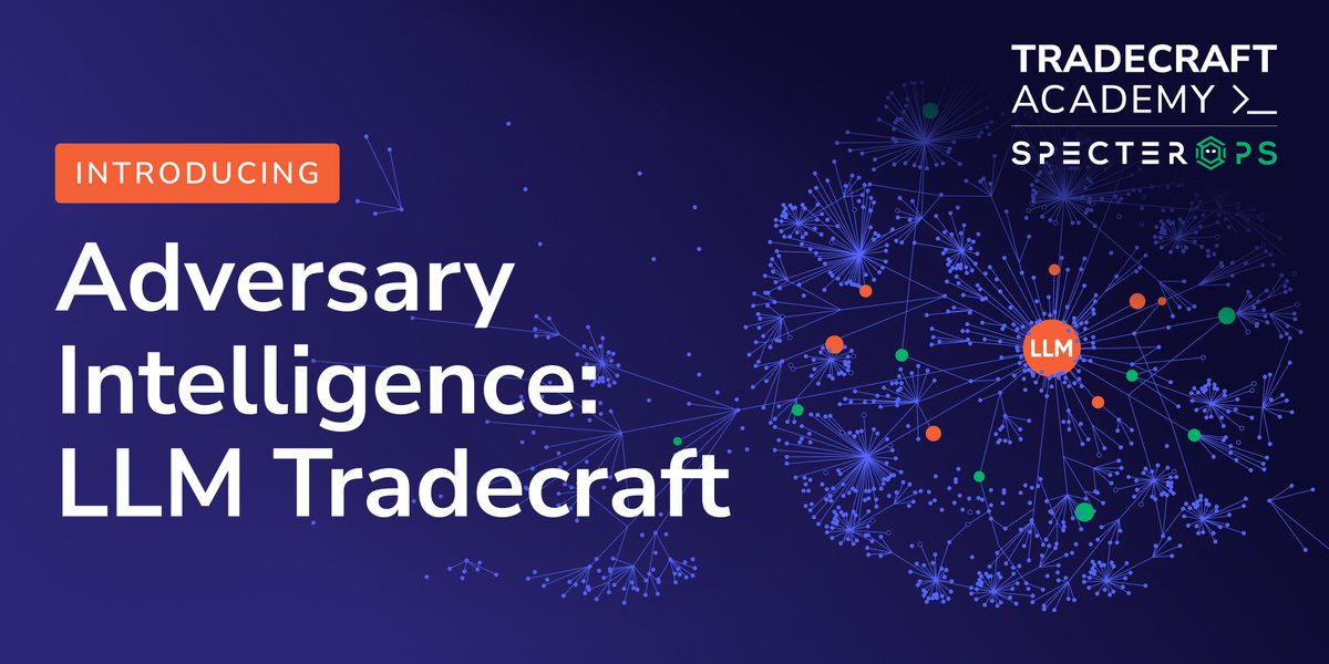 SpecterOps's tweet photo. New from the Tradecraft Academy 👇

Built in partnership w/ @OpenAI through OpenAI Daybreak Defense Network, Adversary Intelligence: LLM Tradecraft provides hands-on training to build, evaluate, attack, &amp; defend LLM &amp; agentic systems.

More from @harmj0y: https://t.co/zSqdrUX4rx https://t.co/ws3oRueVQv
