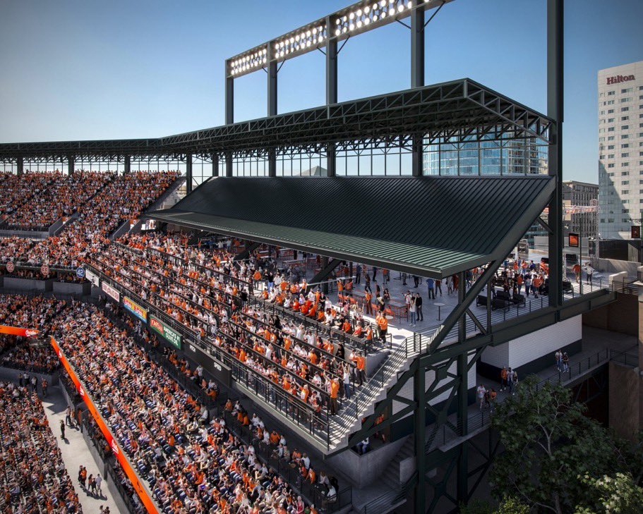 MLBcathedrals's tweet photo. The Orioles are removing 2,000 seats from the left field upper deck at Oriole Park at Camden Yards this offseason. Renderings below via @JakeDRill https://t.co/6FzVxBpkvF