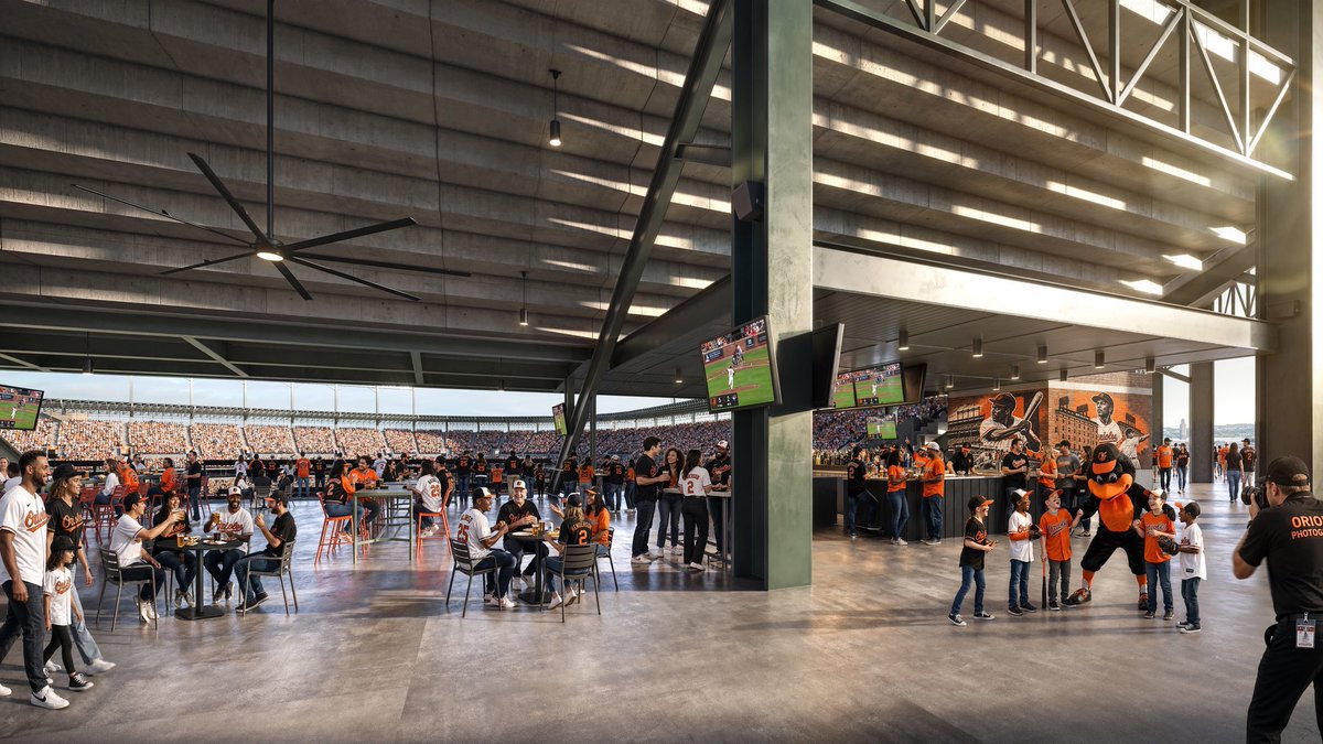 MLBcathedrals's tweet photo. The Orioles are removing 2,000 seats from the left field upper deck at Oriole Park at Camden Yards this offseason. Renderings below via @JakeDRill https://t.co/6FzVxBpkvF