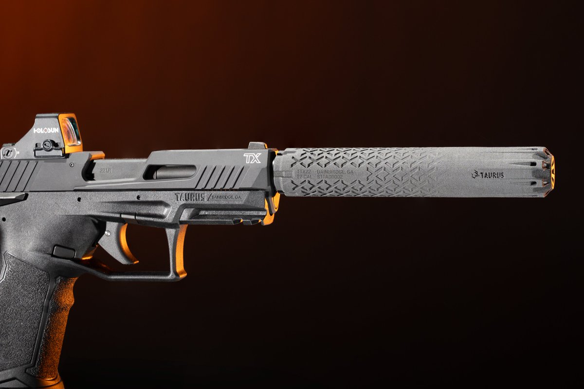 TaurusUSA's tweet photo. Small caliber. Serious suppression.
The TTX22™ is a lightweight rimfire suppressor built for .22 LR, .22 WMR, .17 HMR and 5.7x28mm—making it a versatile addition to your favorite rimfire setup.
And yes, it pairs perfectly with the TaurusTX™ 22.
#TaurusUSA #TTX22 https://t.co/ta6vUJ3BZS