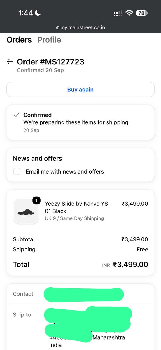 ayush_ganatra's tweet photo. (1/3)
@vedulamba I’m extremely disappointed with this experience from Mainstreet Marketplace.

I placed Order #MS127723 on 20 Sept for a Yeezy Slide explicitly listed as “Same Day Shipping.” Yet, as your customer-care chats confirm, I was told it would be shipped by last Friday— https://t.co/rcQbMudmpL