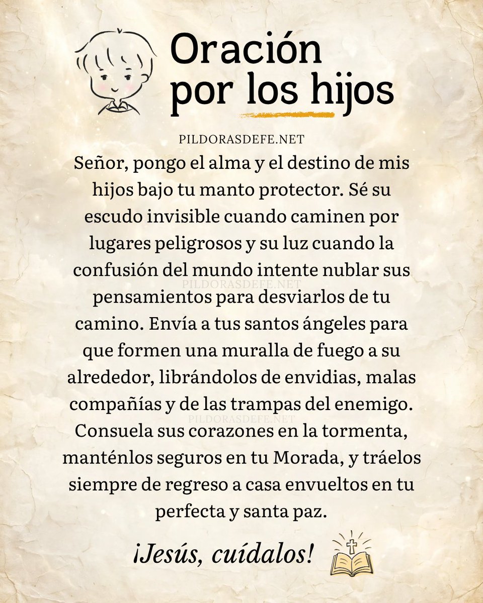 Pildorasdefe's tweet photo. ¿Qué carga de tus hijos te preocupa más hoy?
Poner la vida de tu hijo, sus pasos, sus planes, sus amistades, encuentros y su camino bajo el manto del Señor es confiar que Él los cuida cuando no estás cerca.

Que la Sangre de Cristo los proteja y los aparte de todo lo que intenta desviarlos.

"Señor, sé el refugio de mis hijos"

🙌