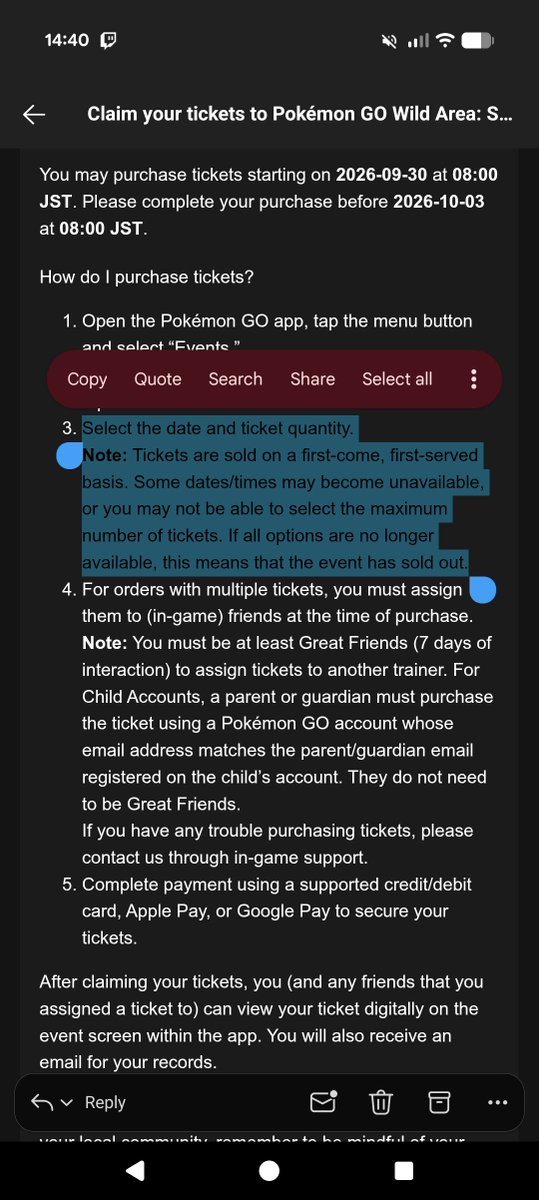 PlatBad91772's tweet photo. @MelessT70258 @PokemonGoApp They didn't say that at all. They said first come first serve. They said you're guaranteed a chance to purchase and it isn't their fault if they were sold out by the time you got on. Still had a chance! https://t.co/JjgSGRycyl