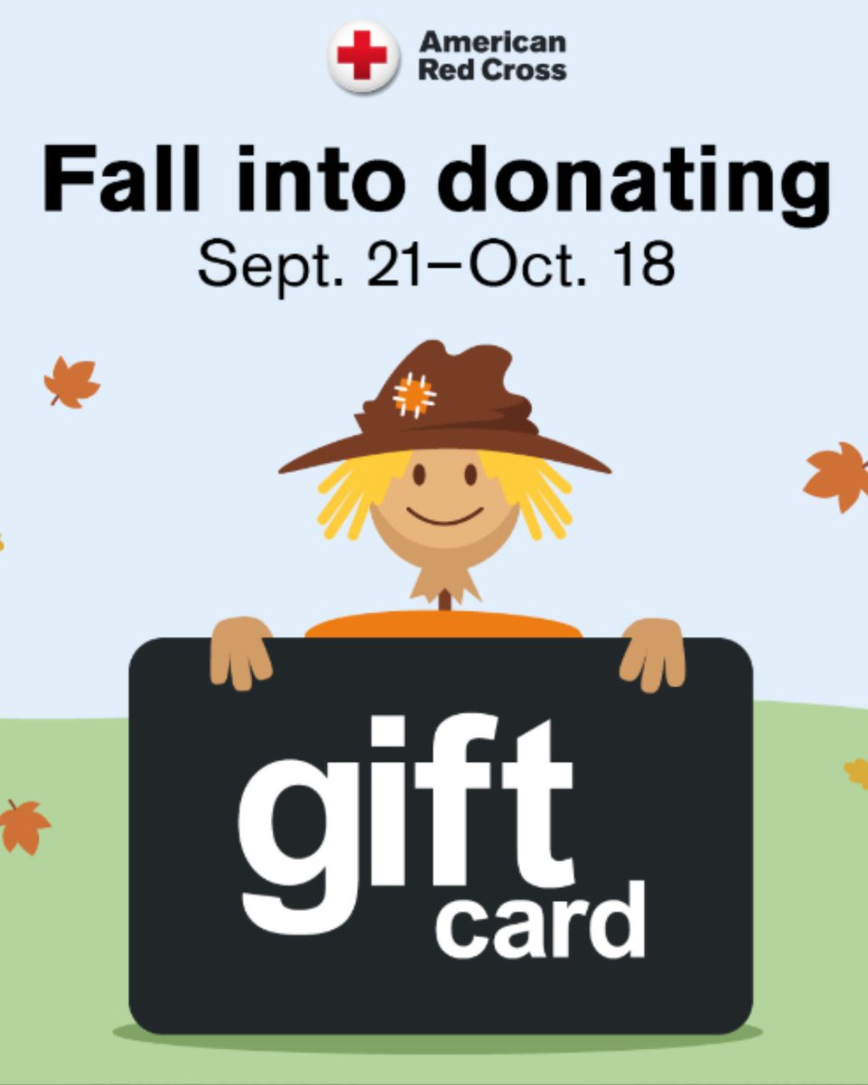 IowaRedCross's tweet photo. Patients need you this fall. Get a $15 e-gift card to the merchant of your choice when you come to give blood or platelets Sept. 21-Oct. 18. You can make a lifesaving difference for those counting on donated blood. Book your appointment at https://t.co/K4Ydod8fek https://t.co/ZlfjZ8JVNH