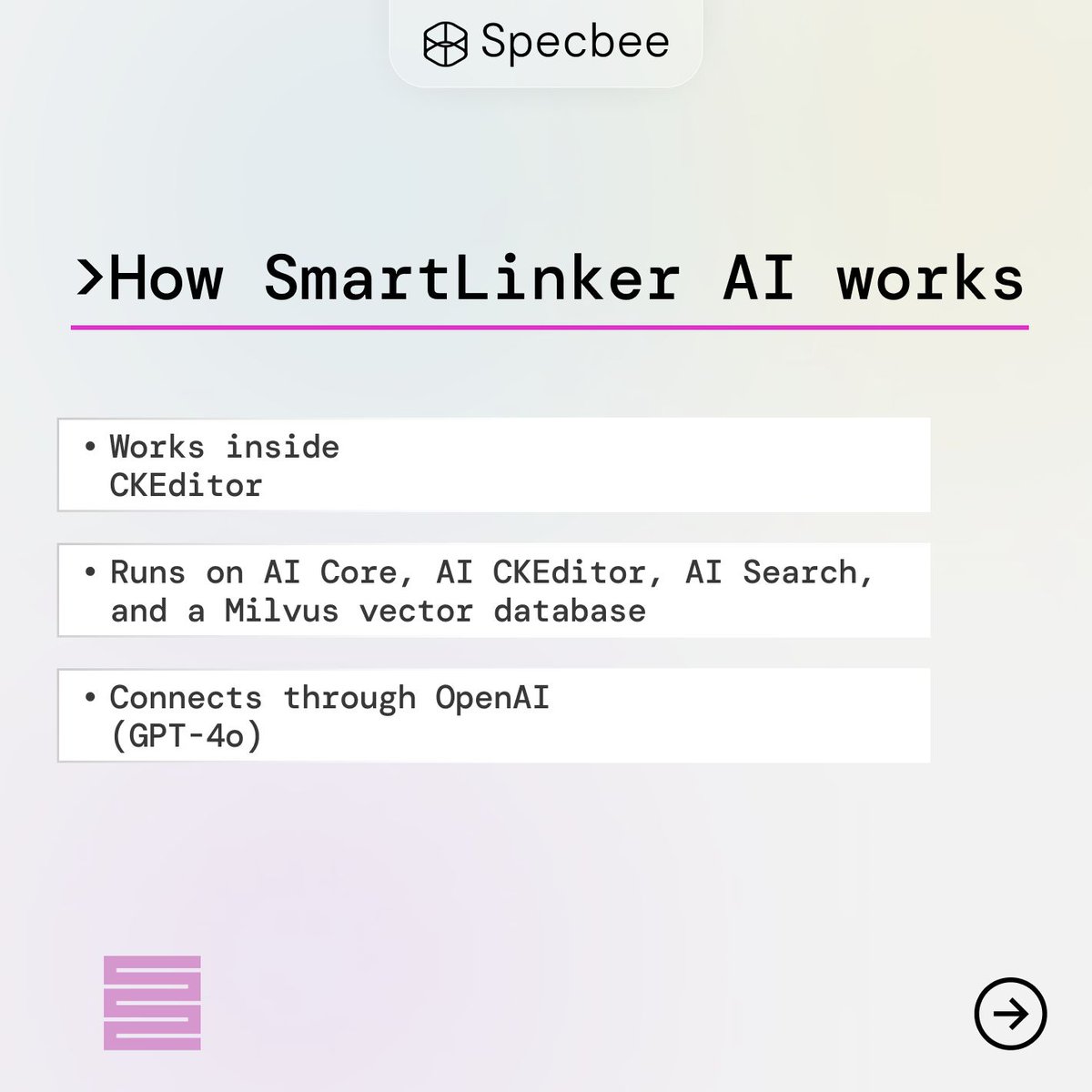 specbee's tweet photo. Your best content from years ago is still out there. Nobody's linking to it anymore.

We can make things simpler for you. SmartLinker AI, built by our team, reads what you're writing and surfaces genuinely relevant pages from your archive, right inside CKEditor. https://t.co/Yv4cP2eHau