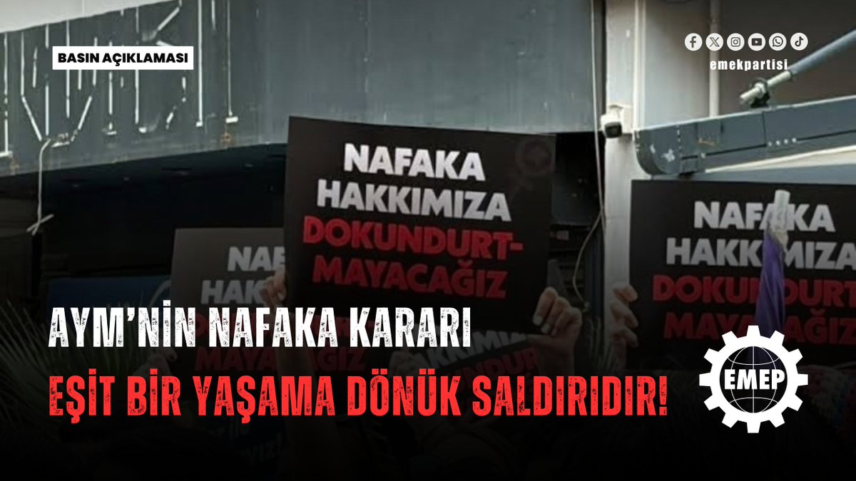 emekpartisi's tweet photo. AYM’nin nafaka kararı eşit bir yaşama dönük saldırıdır!

Anayasa Mahkemesinin (AYM), Medeni Kanun’da yoksulluk nafakasını düzenleyen maddede yer alan “süresiz” ibaresine ilişkin haziran ayında verdiği karar bugün Resmi Gazete’de yayımlandı. Kararla birlikte yoksulluk nafakasına ilişkin yeni bir yasal düzenlemenin dokuz ay içinde yapılması bekleniyor.

İktidar kadınların nafaka hakkını gasbetmek için yıllardır “mağduriyet” hikayeleri anlatıyor. Ortalama nafaka miktarının 2 bin lirayı bile bulmadığı, nafaka bağlanmasına rağmen binlerce kadının bu hakka ulaşamadığı bir ülkede kadınları mağduriyet yaratan taraf olarak ilan ediyor. Gerçek mağduriyetin ne olduğunu ise söylemiyor: Boşandığı için yoksulluğa itilen, yıllarca şiddet gördüğü evliliğinden çıkamayan, güvencesi olmadığı için boşanmayı göze alamayan kadınların mağduriyetini!

Hedef yalnızca nafaka değil. Boşanmalarda arabuluculuk, kadınların eşit miras hakkının tartışmaya açılması, velayet sistemine ilişkin yürütülen tartışmalar… Kadınların eşit yurttaşlığını sağlayan haklar birer birer hedefe konuluyor. Her defasında karşımıza aynı gerekçeyle çıkılıyor: “Aileyi korumak, güvende tutmak.”

“Ailem Güvende” operasyonlarıyla kadınların ve LGBTİ’lerin hak mücadelesine, eşit bir yaşam talebine saldırılırken; aile içi şiddet bu operasyonlar sırasında dahi hız kesmeden sürerken; kadınların medeni haklarına yönelik saldırılar neyin güvende tutulmak istendiğini artık daha açık gösteriyor.

Güvende tutulmak istenen kadınlar ve çocuklar değil; işçi ve emekçiler de değil. İktidar; kadınların öldürüldüğü, çocukların şiddete maruz kaldığı, milyonlarca işçi ve emekçi ailenin yoksulluk altında ezildiği bir aileyi korumak istiyor. Bu ailenin üyelerinin yediden yetmişe sömürülmesini, şiddet ve baskıyla yaşadıkları sorunlara karşı kafasını dahi kaldırmamasını istiyor.

Bu yüzden başta kadınlar olmak üzere tüm işçi ve emekçilere sesleniyoruz. Nafaka hakkı yalnızca kadının hesabına yatan bir miktar para değildir; cinsiyetler arası eşitsizliğin karşısında eşit bir yaşam mücadelesinin parçasıdır. Kadınların haklarını, medeni hakları ve işçi ve emekçi ailelerin her bir üyesini “aileyi” koruma bahanesiyle hedef alanlara karşı mücadeleyi büyütelim.

Selma Gürkan
Emek Partisi Genel Başkan Yardımcısı