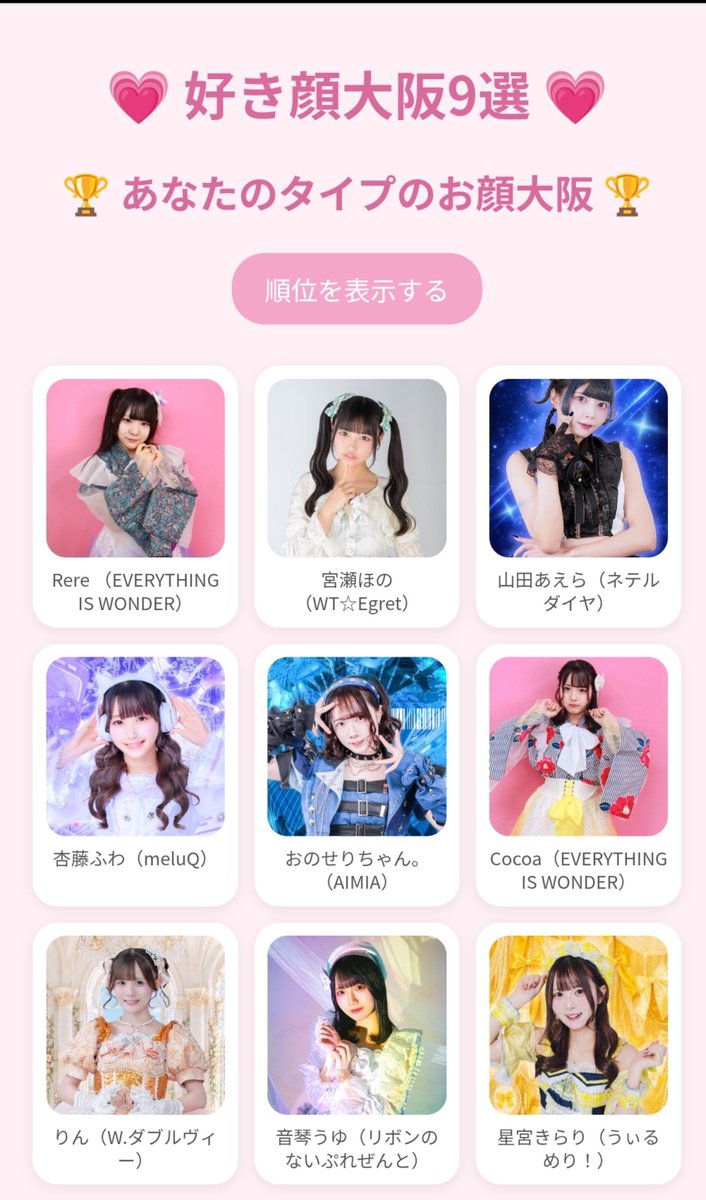 DollViva's tweet photo. 世間で流行ってる？らしいのでやってみました。

※順位は並び順ではありません。 https://t.co/giDPK4r3uY