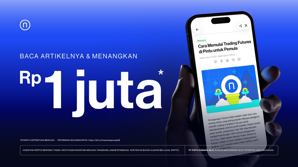 PintuID's tweet photo. Saatnya giveaway! 🎁
Yuk ikutan! 

Baca artikel Pintu Academy https://t.co/8DrbaVeu1Q
dan menangkan kesempatan dapat hadiah total Rp1 juta!

Mekanisme
- Like, repost, dan save konten giveaway ini
- Reply dengan hasil rangkuman artikel dan sertakan hashtag #AplikasiPintu
- Pastikan akun X-mu public (tidak di-private) agar kami dapat melihat post kamu
- Daftarkan dirimu di formulir berikut ini: https://t.co/ajatPjn8P0

Baca syarat dan ketentuan giveaway ini selengkapnya di https://t.co/GjIsr0dTsD

#AplikasiPintu