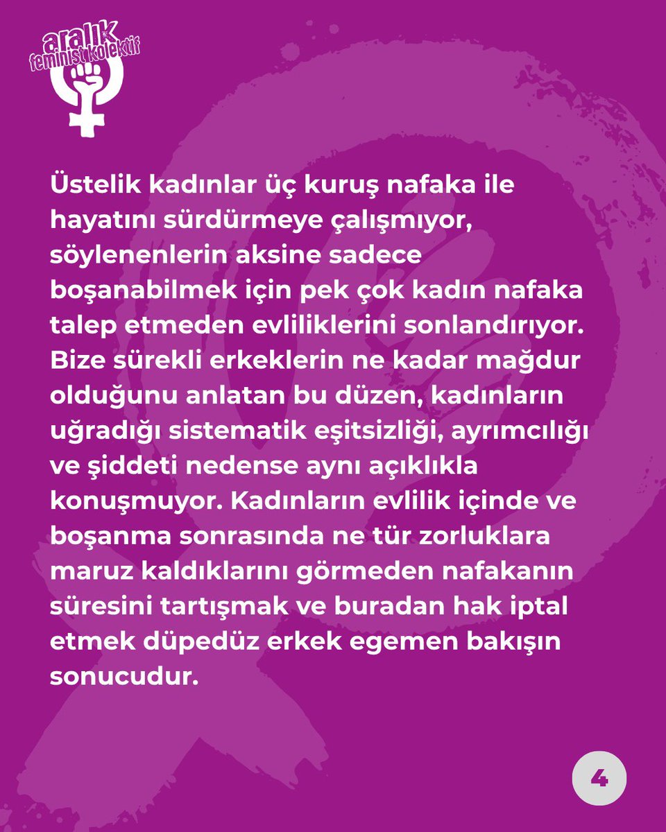 aralikfeminist3's tweet photo. Şiddet karşısında yalnız bırakıldığımız her günden alacağımız var. Şiddetten uzak, güvenli bir hayat kurabilmenin koşullarını istiyoruz. 

Yıllardır mücadele ederek kazandığımız hakların, erkeklerin mağduriyeti gerekçe gösterilerek budanmasını kabul etmiyoruz. https://t.co/VpIl6NRHk1
