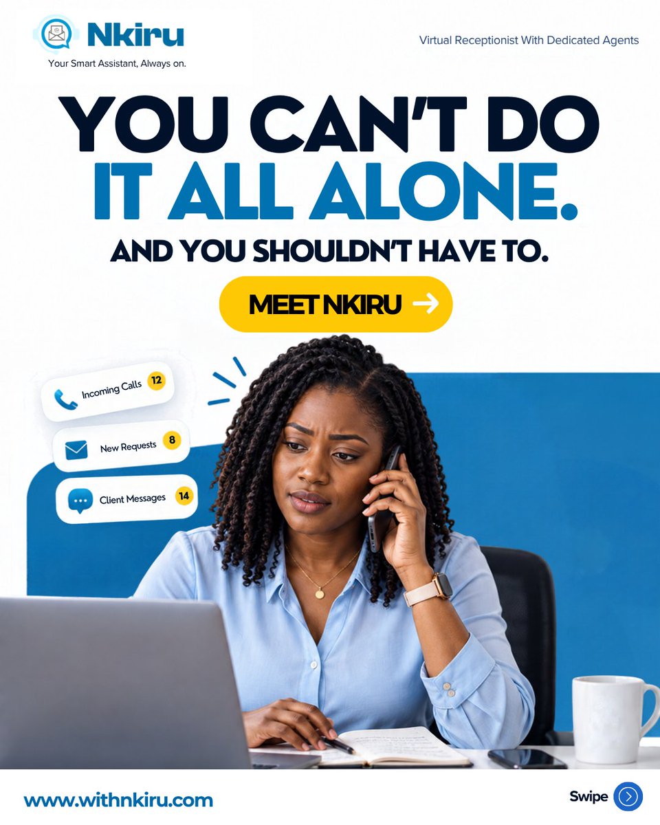 sagegreytech's tweet photo. This is your Sign to Meet Nkiru
The one who never loses the thread: your virtual receptionist with dedicated agents
Visit https://t.co/0WPmEhLT9I to get started
#withnkiru #sagegreytech #fyp #Sme #business https://t.co/VfqLBrEXCN