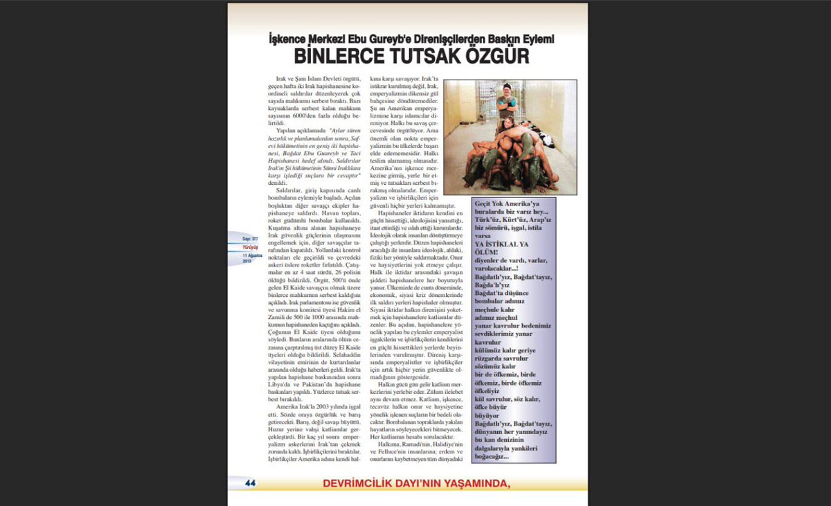 SercanUstundass's tweet photo. Tarih 2013

Yürüyüş'ün IŞİD'e karşı savaşan devrimcilere kustuğu nefretin temeline bakalım

Hapishaneden kaçan IŞİD çeteleri için "BİNLERCE TUTSAK ÖZGÜR" manşeti atılıyor. IŞİD ve İslamcı çeteler "ABD emperyalizmine karşı savaşan direnişçiler" ve "halkın gücü" ilan ediliyor. https://t.co/qva2UR3GmX