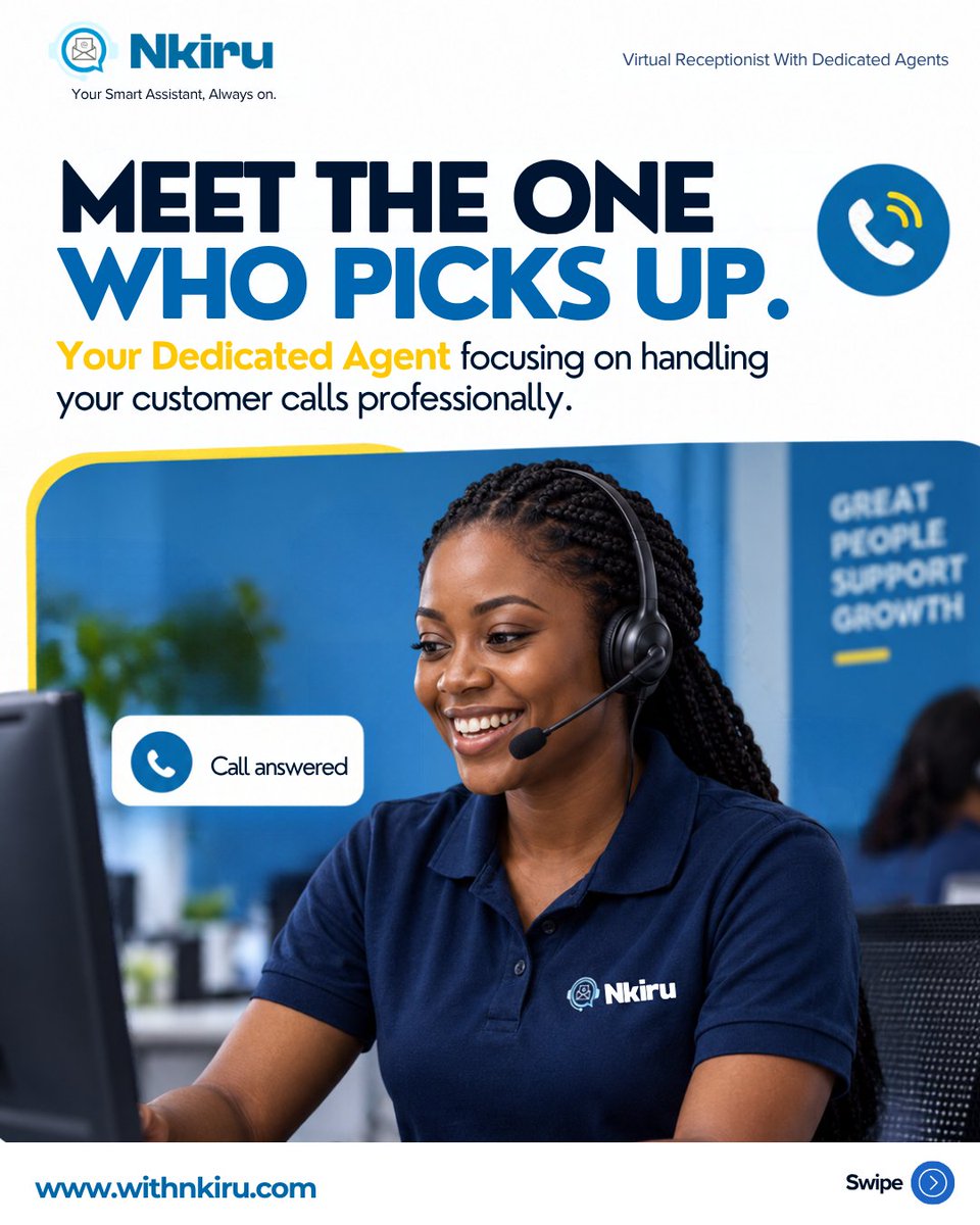 sagegreytech's tweet photo. This is your Sign to Meet Nkiru
The one who never loses the thread: your virtual receptionist with dedicated agents
Visit https://t.co/0WPmEhLT9I to get started
#withnkiru #sagegreytech #fyp #Sme #business https://t.co/VfqLBrEXCN