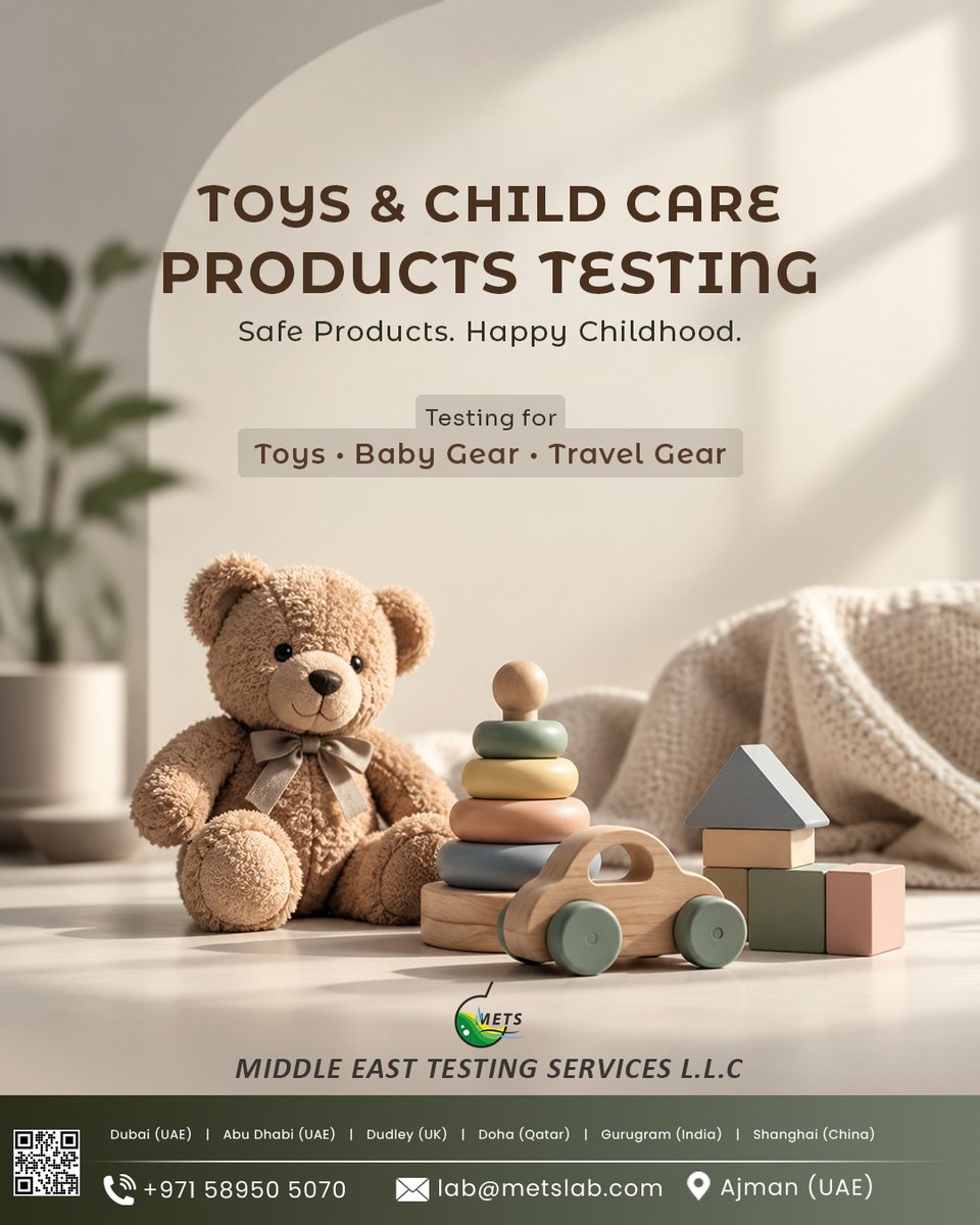 MetsLab_'s tweet photo. Safe products. Happy childhood. ๐งธ
METS Lab provides testing for:
๐งช Toys โข Baby Gear โข Travel Gear
๐ Ajman, UAE
๐ +971 58 950 5070
๐ https://t.co/KnZ0u9Wlai
#METS #ToyTesting #ProductTesting #ChildCareProducts https://t.co/QvWUtqWYZU