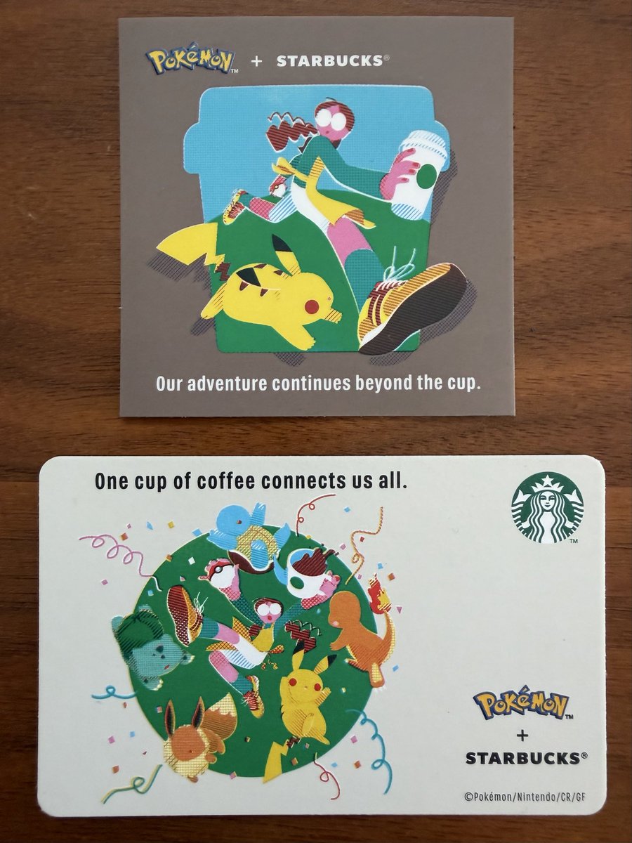 dai222ito's tweet photo. スタバとポケモンのコラボ、発売初日に早速購入☕️⚡️
カードのデザイン、小学生の頃に初代ポケモン赤緑をゲームボーイでやり込んだ僕には、非常に魅力的✨ https://t.co/dYWE5rLsZS