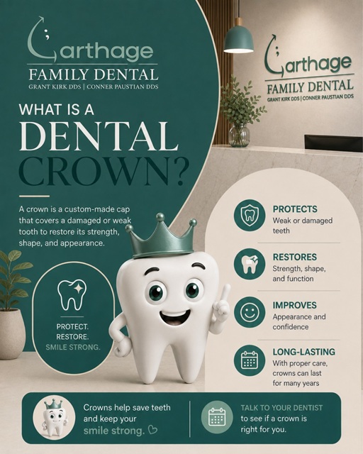 CarthageDental's tweet photo. 🚨 That “tiny” crack in your tooth may not stay tiny.
A dental crown can help protect a weakened tooth, restore its strength, and make everyday chewing easier. 🦷👑
Don’t wait for a small problem to become a bigger one.
🌐 https://t.co/cZxY1QRPeu
#DentalCrowns #SmileCare https://t.co/BnSShDWzmt
