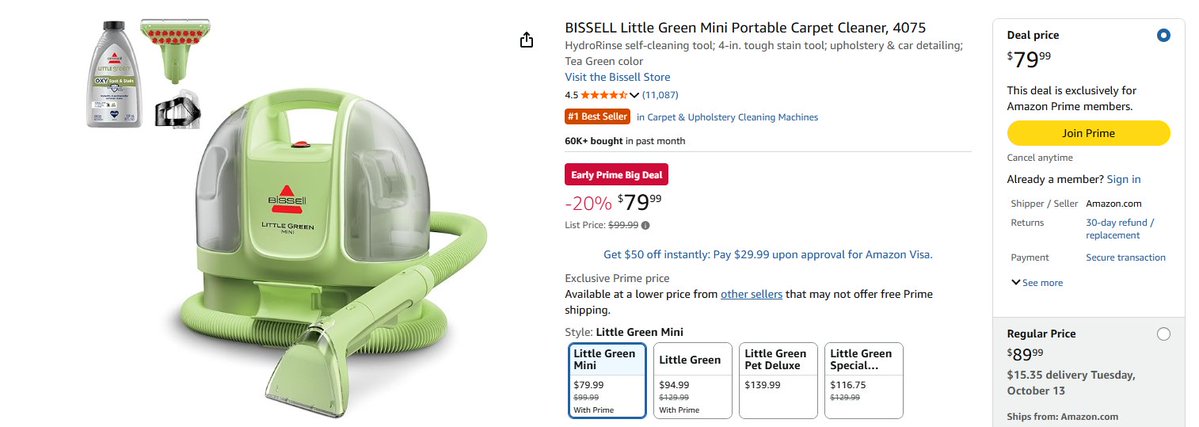 Buzzbasket's tweet photo. Tiny cleaner. BIG difference. 

The BISSELL Little Green Mini is made for quick cleanups:

- Portable &amp; compact
- 4" Tough Stain Tool
-Great for cars &amp; upholstery
- HydroRinse self-cleaning tool

👉 Check it out: https://t.co/eTgf8w4A3X

#ad https://t.co/f97CuOojL6